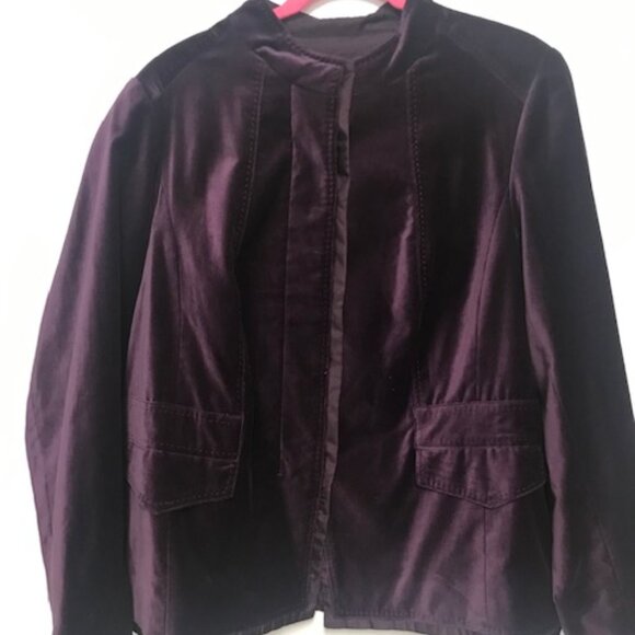 Coldwater Creek Classic Women Velvet Deep  Purple Lined Button Down Jacket - Picture 1 of 6